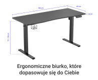 SILVER MONKEY Biurko elektryczne ED-140 carbon SMM028 - 1162665 - zdjęcie 3